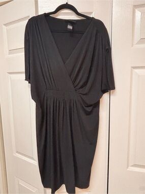 Ashley Stewart Black Midi Wrap-Style Dress
